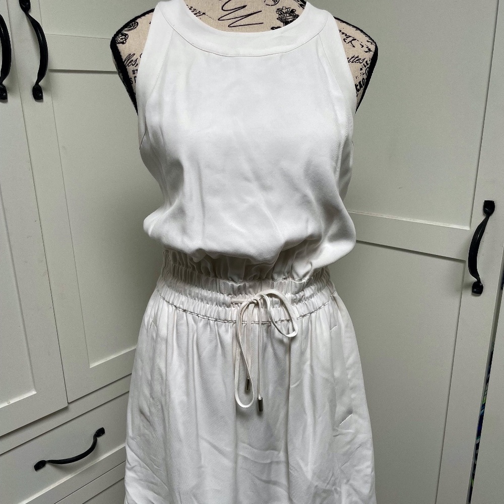 Banana Republic Cinch Waisted White Dress